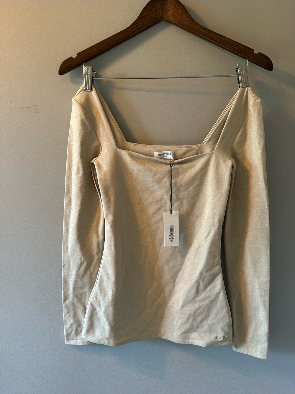 Aritzia Off-White Square Neck Long Sleeve Top